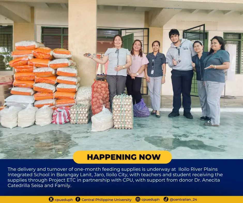 HAPPENING NOW: The delivery and turnover of one-month feeding supplies is underway at Iloilo River Plains...