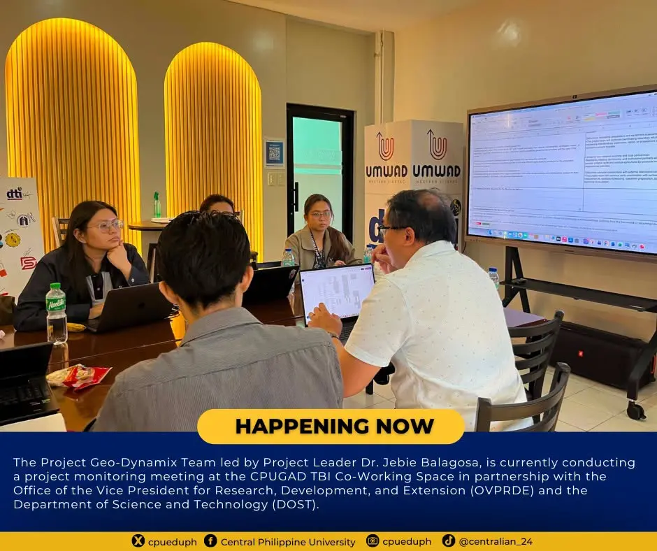 HAPPENING NOW: The Project Geo-Dynamix Team led by Project Leader Dr. Jebie Balagosa...