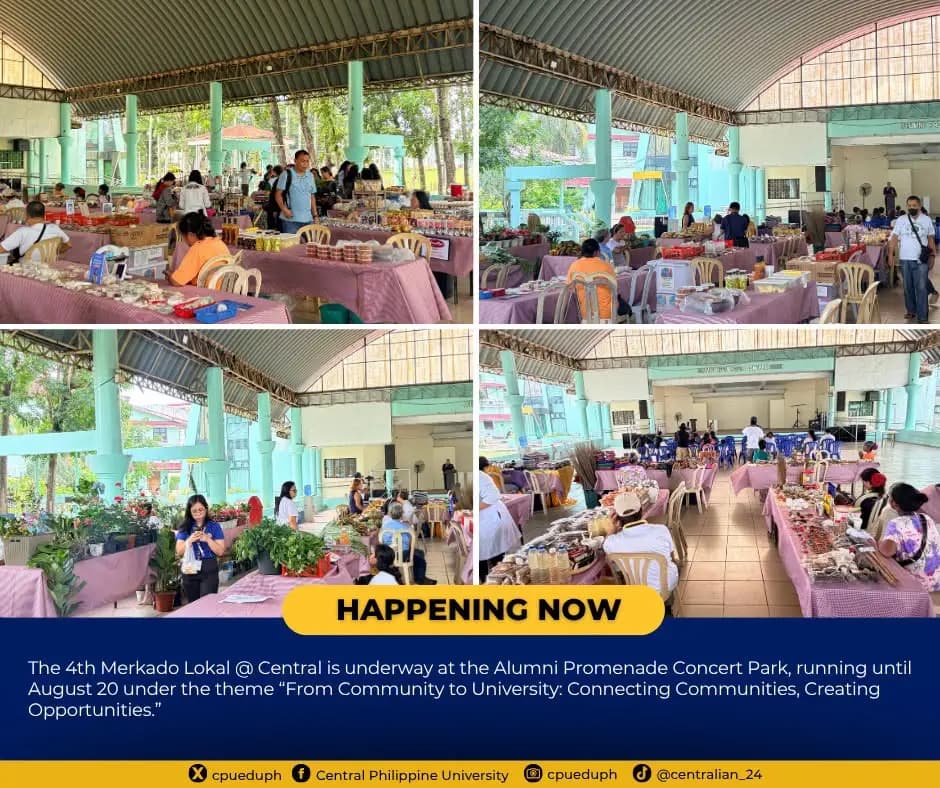 HAPPENING NOW: The 4th Merkado Lokal @ Central is underway at the Alumni Promenade Concert Park...